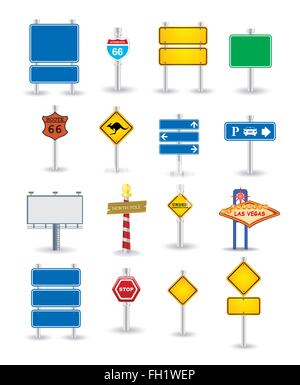 Ensemble de road sign Illustration de Vecteur