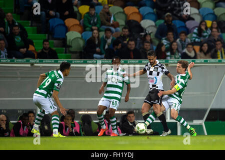 Sporting ganha por 2-0 Boavista ao e garante o primeiro lugar na Primeira Liga Portuguesa.Lisbonne, Portugal, le 18 Fev, 2016. (Photo de Gonçalo Silva) Banque D'Images