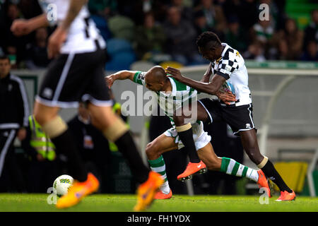 Sporting ganha por 2-0 Boavista ao e garante o primeiro lugar na Primeira Liga Portuguesa.Lisbonne, Portugal, le 18 Fev, 2016. (Photo de Gonçalo Silva) Banque D'Images