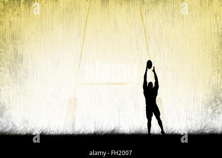 Image composite de silhouette de rugby player Banque D'Images