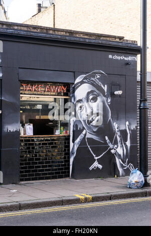 Fenêtre à emporter sur Chip shop BXTN dans Coldharbor Lane, Brixton. Banque D'Images