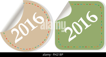 Bonne Année 2016 - vector icon avec ombre sur un bouton gris Banque D'Images