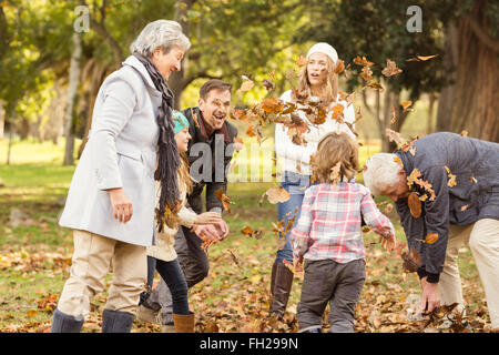 Extended family Jeter feuilles autour de Banque D'Images