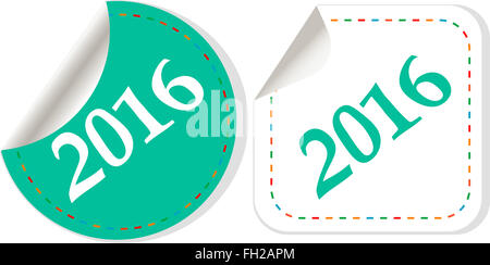 Bonne Année 2016 - vector icon avec ombre sur un bouton gris Banque D'Images