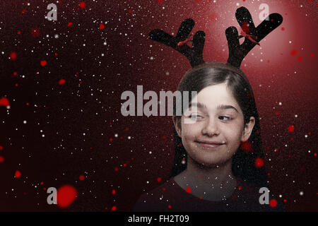 Image composite de bois little girl wearing festive Banque D'Images