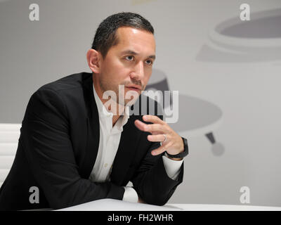 Barcelone, Espagne. Feb 23, 2016. Google Android chef Hiroshi Lockheimer parle au Mobile World Congress à Barcelone, Espagne, 23 février 2016. Photo : ANDREJ SOKOLOW/dpa/Alamy Live News Banque D'Images