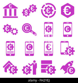 Euro affaires bancaires et outils service icons Banque D'Images