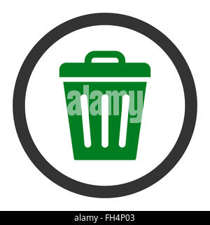 Poubelle télévision couleurs verte et grise Icône vecteur arrondie Banque D'Images