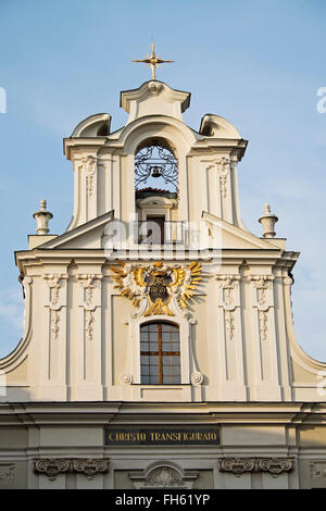 Close-up de l'église de la Transfiguration du Seigneur, vieille ville, Cracovie, Pologne. Banque D'Images