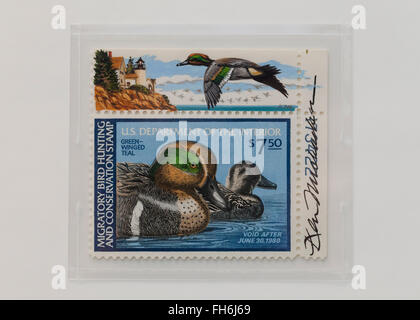 Vintage 3 Ministère de l'intérieur de chasse aux oiseaux migrateurs stamp, vers 1968 - USA Banque D'Images