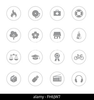 [EPS10] télévision simple gris icon set 6 avec châssis circulaire pour le web design, l'interface utilisateur, l'infographie et de l'application mobile (apps) Illustration de Vecteur
