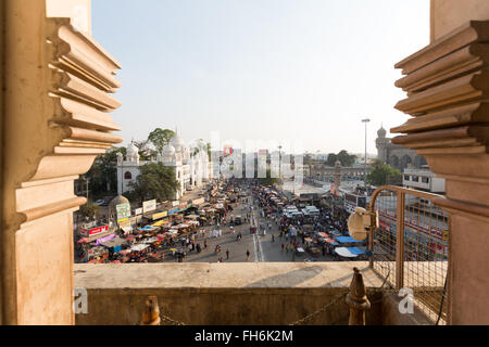 Vue de dessus de l'Hôpital général de la Nizamia haut de Charminar Banque D'Images