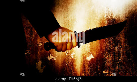 Scène d'horreur de l'homme avec le couteau,le tueur en série ou de violence contexte concept Banque D'Images