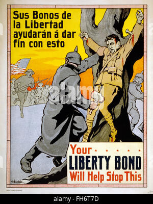 Votre liberté Bond vous aidera à mettre fin à cette propagande US - Poster - WWI Banque D'Images