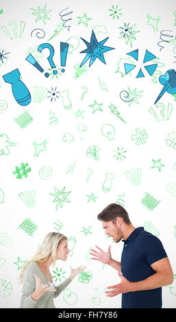 Image composite de angry couple facing off durant les plaidoiries, Banque D'Images