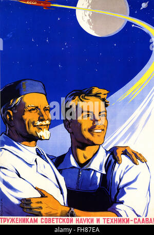 Affiche de propagande du programme spatial soviétique Banque D'Images