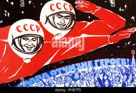 Affiche de propagande du programme spatial soviétique Banque D'Images