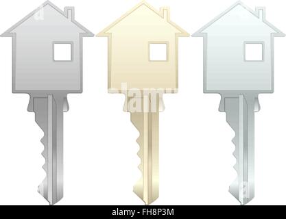 Clé de la maison sur un fond blanc. Vector illustration. Illustration de Vecteur