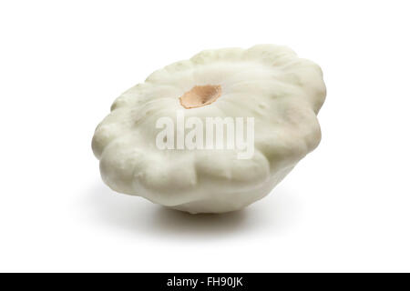 Blanc brut frais Pattypan Squash sur fond blanc Banque D'Images