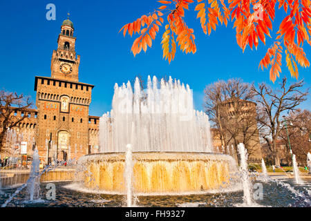 Le château des Sforza à Milan, Italie. Banque D'Images