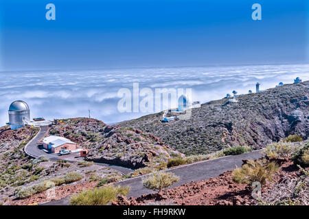 Ligne de télescopes La Palma Espagne Banque D'Images