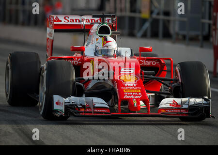 Montmelo, Espagne. 23 Février, 2016. Sebastian Vettel, pilote. L'écurie Ferrari. La formule 1 jours de test sur le circuit de Catalunya. Montmelo, Espagne. 23 février 2016 Crédit : Miguel Aguirre Sánchez/Alamy Live News Banque D'Images