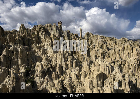 Formations d'argile dans la vallée de la Lune, près de la ville de La Paz Banque D'Images