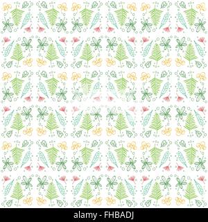 Vector Illustration du contour des feuilles Doodle Motif de fond transparent Illustration de Vecteur