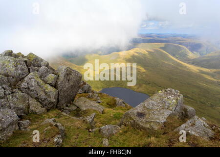 Llyn Dyfi, source de la rivière Dyfi qui se trouve en dessous du sommet de l'abrie Banque D'Images