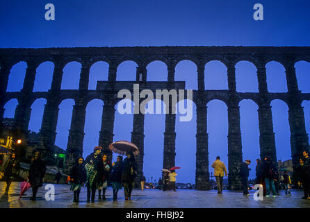 Aqueduc romain, Ségovie, Espagne, Castille-León Banque D'Images