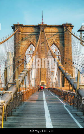 NEW YORK - 3 SEPTEMBRE : pont de Brooklyn le 3 septembre 2015 à New York. Banque D'Images