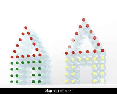 Le rendu 3D, les bouteilles réutilisables platic empilés en forme de maison Banque D'Images