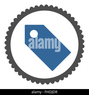 Tag télévision cobalt et de couleurs grises icône timbre rond Banque D'Images