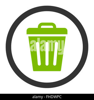 Corbeille éco télévision couleurs verte et grise Icône raster arrondie Banque D'Images