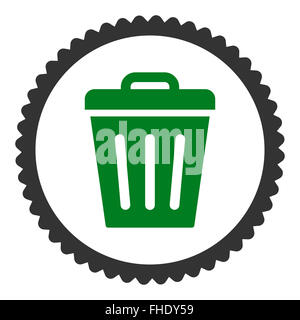 Télévision Corbeille ronde couleurs verte et grise Icône timbre Banque D'Images