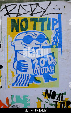 Pas de mur couvert de graffitis, TTIP dans le Barrio del Carmen, Valencia Espagne Banque D'Images