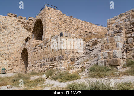 Les ruines de l'historique château de Kerak, Royaume hachémite de Jordanie, Moyen-Orient. Banque D'Images