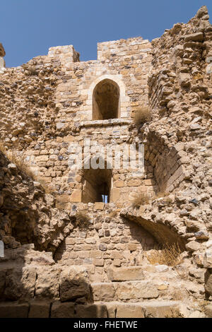 Les ruines de l'historique château de Kerak, Royaume hachémite de Jordanie, Moyen-Orient. Banque D'Images