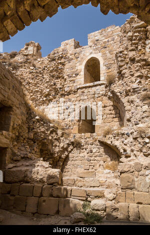 Les ruines de l'historique château de Kerak, Royaume hachémite de Jordanie, Moyen-Orient. Banque D'Images