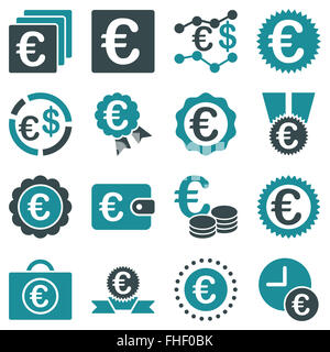 Euro affaires bancaires et outils service icons Banque D'Images