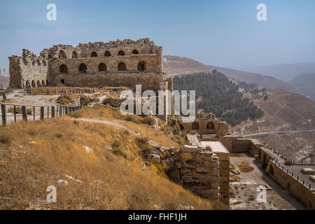 Les ruines de l'historique château de Kerak, Royaume hachémite de Jordanie, Moyen-Orient. Banque D'Images