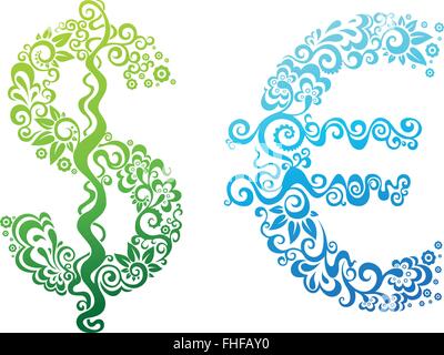 Signe de l'argent floraux décoratifs Illustration de Vecteur