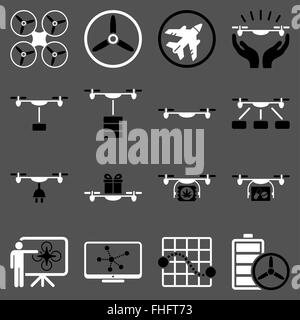 L'envoi de drones icon set Banque D'Images