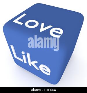 Ou comme l'amour : cube bleu sur fond blanc Banque D'Images