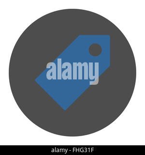 Tag télévision couleurs gris et cobalt bouton rond Banque D'Images