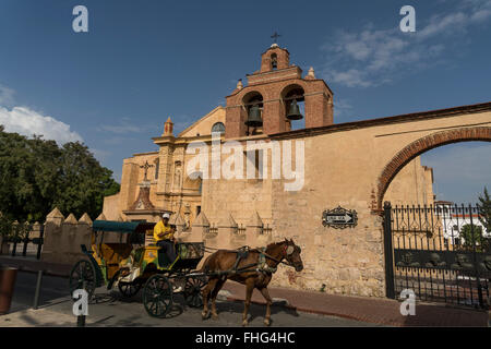 Panier cheval à la cathédrale basilique Menor de la Virgen de la Anunciación / Catedral Primada de America, la capitale Santo Domingo, Banque D'Images