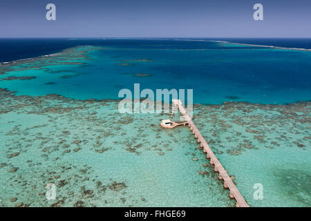 Vue du phare de Sanganeb, Mer Rouge, au Soudan Banque D'Images