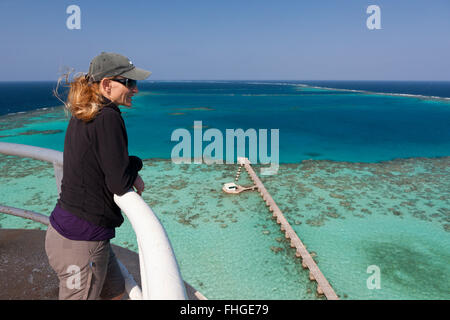 Vue du phare de Sanganeb, Mer Rouge, au Soudan Banque D'Images