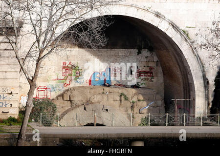 Rome 24 février 2016. Cloaca Maxima, est l'un des premiers systèmes d'égout, réalisé par le roi Tarquin le superbe (Tarquin le fier) à VII siècle avant J.-C. afin de drainer les marais et de déposer les déchets d'une des villes les plus peuplées du monde, elle a mené à l'effluent du Tibre, qui s'est déroulé à côté de la ville. Samantha Zucchi Insidefoto Photo Banque D'Images