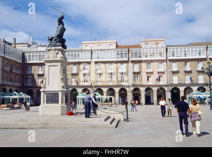 Maria Pita Square. La Corogne, Galice, Espagne. Banque D'Images